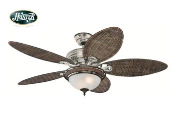 Hunter - Savoy Fırçalanmış Nikel - Hasır Örme 137 Cm. Aydınlatmalı Tavan Vantilatörü